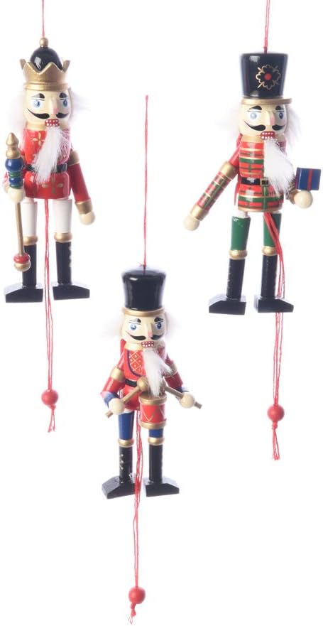 Really Nice Traditional Wooden CHRISTMAS NUTCRACKER SOLDIER Decoration/Christmas Tree Decoration/Pull Puppet Toy - SET OF 3-12.5cm