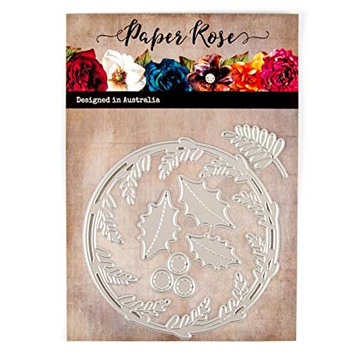Paper Rose Christmas Scribble Wreath Cutting Die Set, White, 12x12.5 cm