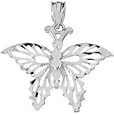 Claddagh Gold Sterling Silver Combination Filigree & Sparkling Cut Butterfly Pendant