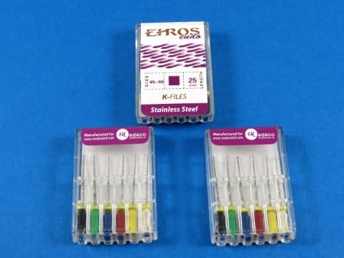 Dental Endodontic Files K 25 mm No 45-80 Stainless Steel Kit 3 / Pack EHROS by EHROS