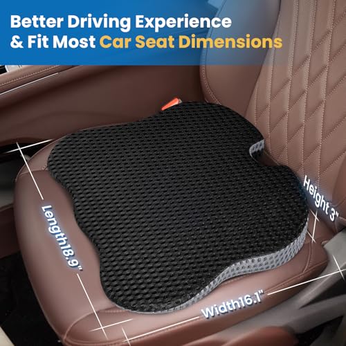 Qutool Car Seat Cushion, Wedge Cushion, Seat Cushion for Car Seat Cushion, Car Seat Wedge Cushion for Driver's Seat for Memory Foam Car Seat Cover (Black)
