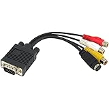 uxcell 15 Pin VGA to S-Video 3 RCA Composite AV Cable Adapter Converter for TV