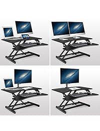 SIMBR convertidor de escritorio de pie para monitor dual, altura ajustable para soporte de escritorio elevador con bandeja de teclado extraíble