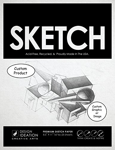 CUSTOM: Premium Paper Sketch Pad for Pencil, Ink, and Marker. Great for Art, Design and Education. (Jumbo 8.5" x 11") (20)