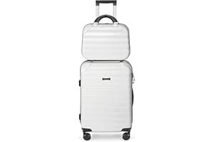 Feybaul Carry On Luggage 22x14x9 Airline Approved Suitcase 2 Piece Set PC+ABS with TSA Lock Hardshell Travel Carry-On Luggage with Spinner Wheels Small Luggage Suitcase 2-Piece Set(14/20),White