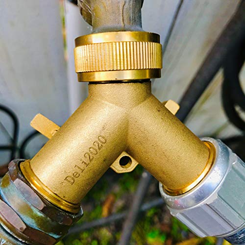 Deli2020 Brass Garden Hose Y Splitter (2 way adapter), 3/4" Y connector