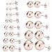Sterling Silver Gold Rose Plated Round Ball Stud Earrings for Women Men Teen, 2mm-16mm