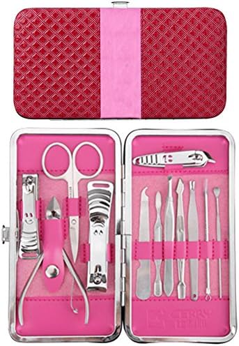 Lalago Stainless Steel Nail Care Personal Manicure & Pedicure Set,12-pieces (Red)