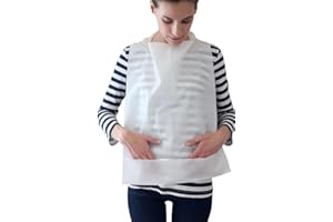 Sandhill Tools Disposable Plastic Adult Bibs with Pocket, 22" x 16" with 4" Crum Catcher Pocket (Pack of 40)