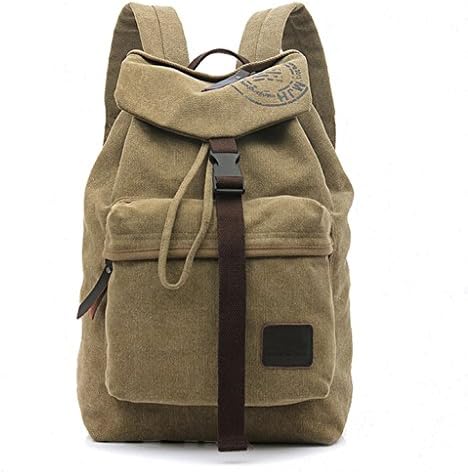 Lifebe BG Vintage Canvas Leather Schoolbag Laptop Backpack Rucksack (Khaki)