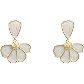 White Enamel Flower Earrings for Women White Flower Drop Earrings