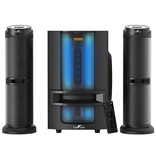 beFree Sound 2.1 Channel Multimedia Wired Speaker Shelf System with Sound Reactive LED lights and USB Input - Thumbnail 6