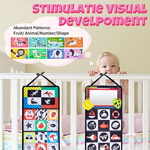 FLMRIOY Tummy Time Mirror Toys Infant 012 Months, Baby Mirror Toy with Crinkle Papers and