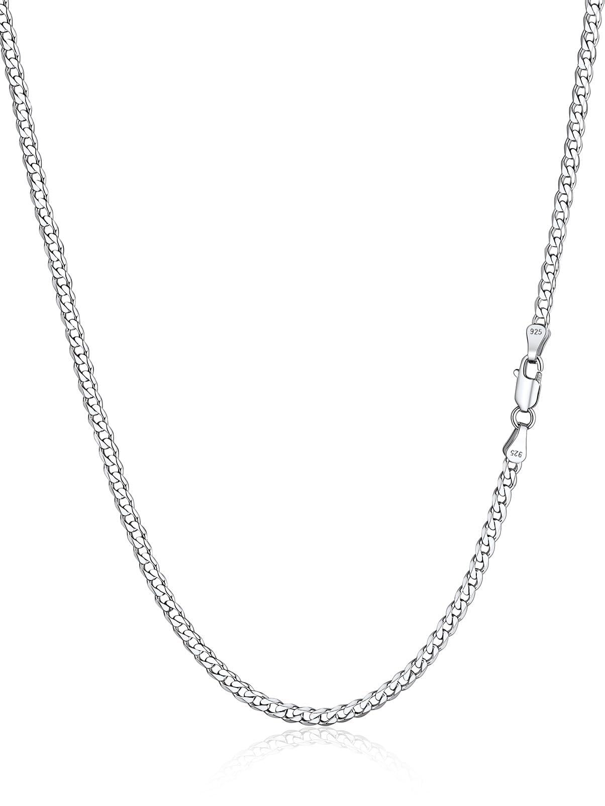 Silvora S925 Sterling Silver Chain Mens, 3mm Hypoallergenic Sturdy Cuban Curb Chain Necklace 28 inches Hip Hop Jewellery for Men Women Boy