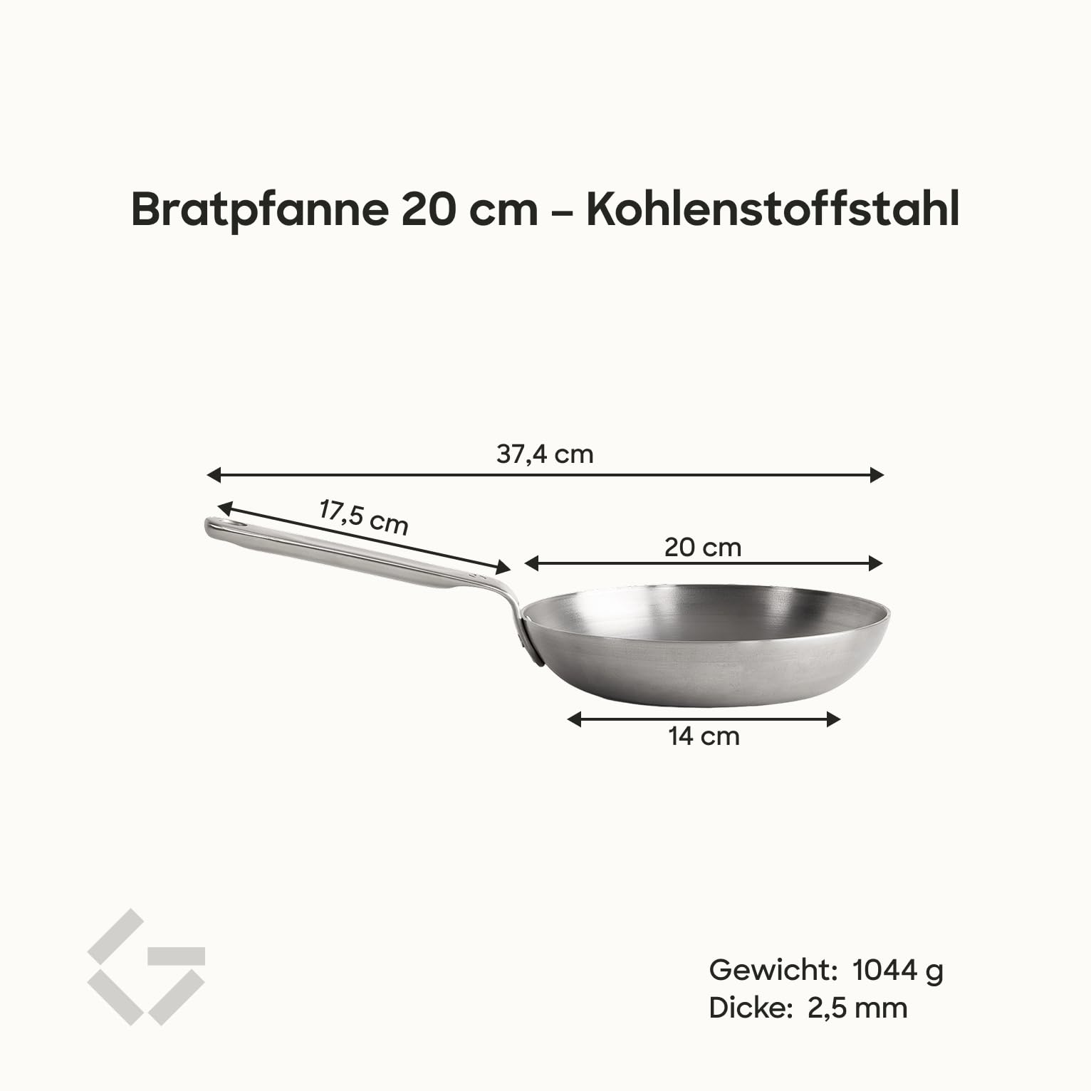 Gastrotools Carbonstahl Bratpfanne 20cm, natürliche Antihaft-Oberfläche, ohne PFAS, Ofenfest bis 650°C, CoolGrip Griff, geeignet für Induktion, Gas, Keramik & offenes Feuer, Hergestellt in Italien 4
