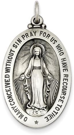Medal  Sterling Silver  Miraculous  of Our Lady 15mm x 20mm. Silver Our Lady Immaculate Silver of Our Lady