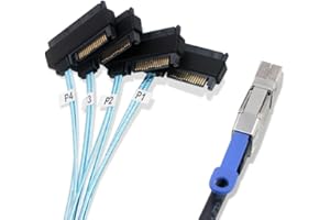 KAGAUOAS Mini SAS HD SFF-8644 to 4X SFF-8482 29P+15Pin SATA /4PIN Power Cable for HDD Data Cable 1M (SFF-8644 to SFF-8482+15P