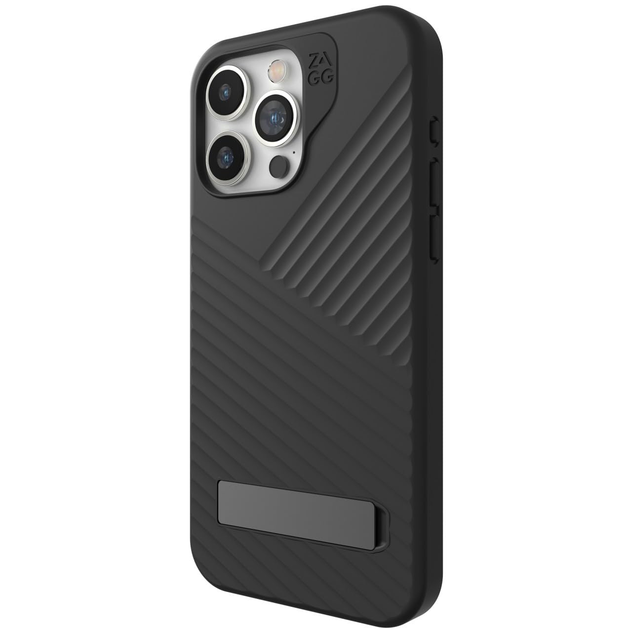 ZAGG Denali Snap KS Graphene-Reinforced Case with Kickstand for iPhone 15 Pro Max [6.7-Inch], MagSafe Compatible, Dual Layer Design, Shockproof Phone Back Cover (Black)