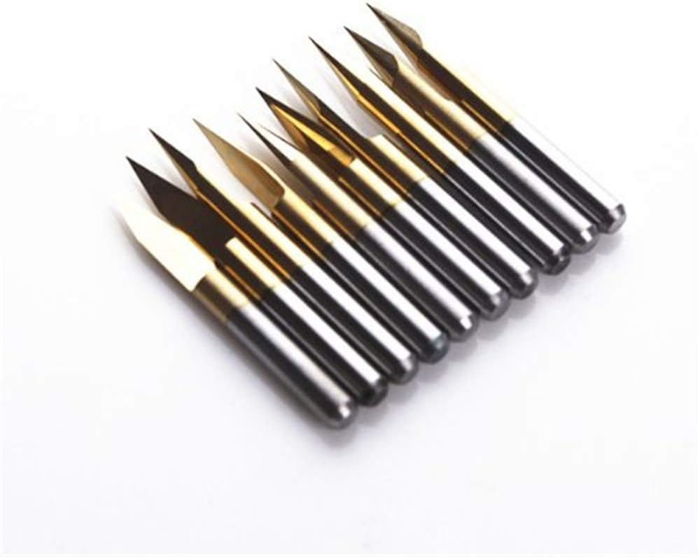 SHINA10x Titanium Coated Carbide PCB Engraving CNC Bit Router Tool 30 Degree 0.3mm Tip (J3.3003Tix10)