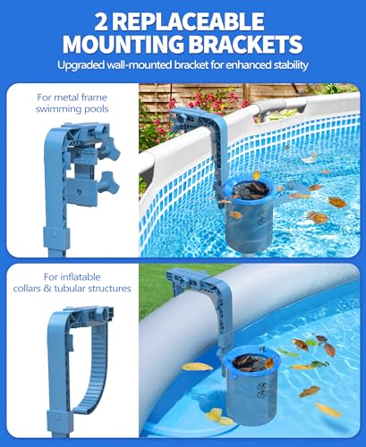 LanOcean Skimmer Piscine Hors Sol, Kit de Skimmer de Surface Suspendable et Réglable en Hauteur, Skimmers Piscine Tubulaire avec Panier de Filtre Amovible pour Piscines Hors Sol et Piscines Gonflables