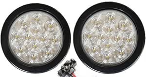 4 Inch White 28 LED Round Backup Reverse Truck Light W/ Grommet & Wiring-Qty 2 - Foto 6