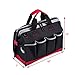 16-inch Tool Bag with 25 Pockets, Wide Mouth Tool Storage Bag with Adjustable Shoulder Strap and Extra Bottom Base, Great for Electrician, Engineers, Plumber, Mechanic and Cable Repairman