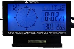 MACHSWON with Large LCD 3.9inch with Blue Backlight Compass Clock Digital Car Thermometer Black