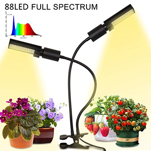 LED Full Spectrum Grow Lights for Indoor Plants, MFXMF 45W 88LED Sunlike Plant Lamp with Replaceable Bulb,2-Head Divide Control Adjustable Gooseneck for Indoor Plants, Vegetable, Flowers, Fruits, Suc