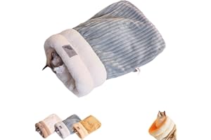 ZHUANXUA Zhuandis Sleeping Bag for Cats, Winter Soft Plush Cat Sack, Self-Warming Pet Bed, Kittens' Snuggle Sack (Blue, 17" x 15")