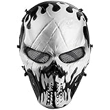 Airsoft Mask Full Face, Tactical Skull Mask with Metal Mesh Eye Protection, Paintball Mask for BB Cs War Game, Cosplay, Masquerade Party
