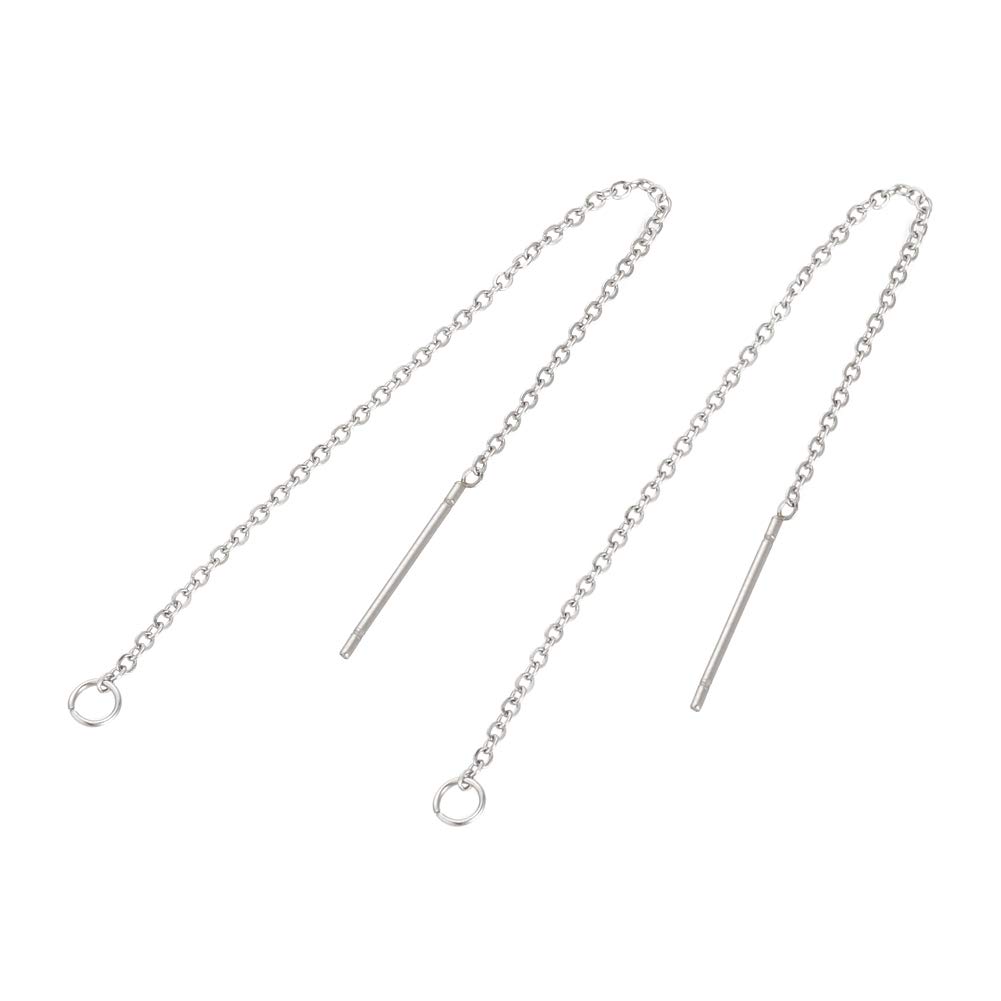 UNICRAFTALE 50 Pairs Stainless Steel Long String Ear Threads 90mm Long Chain Dangle Bar Earrings with Loops Drop Earring Threader Jewelry Finding Pin 0.8mm