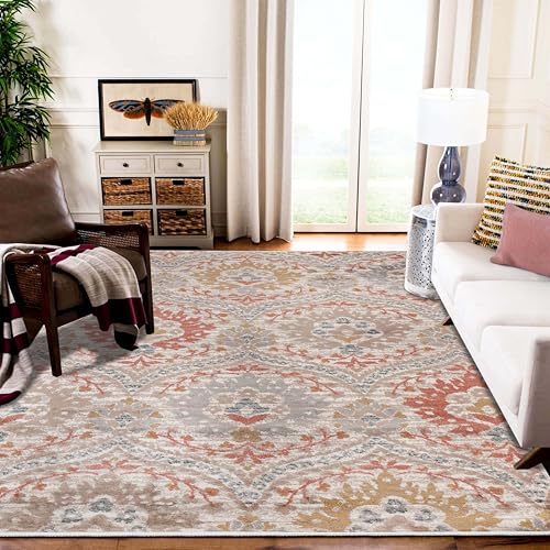 Superior Indoor Area Rug, Jute Backing, Modern Aesthetic, Vintage Floral Orient…