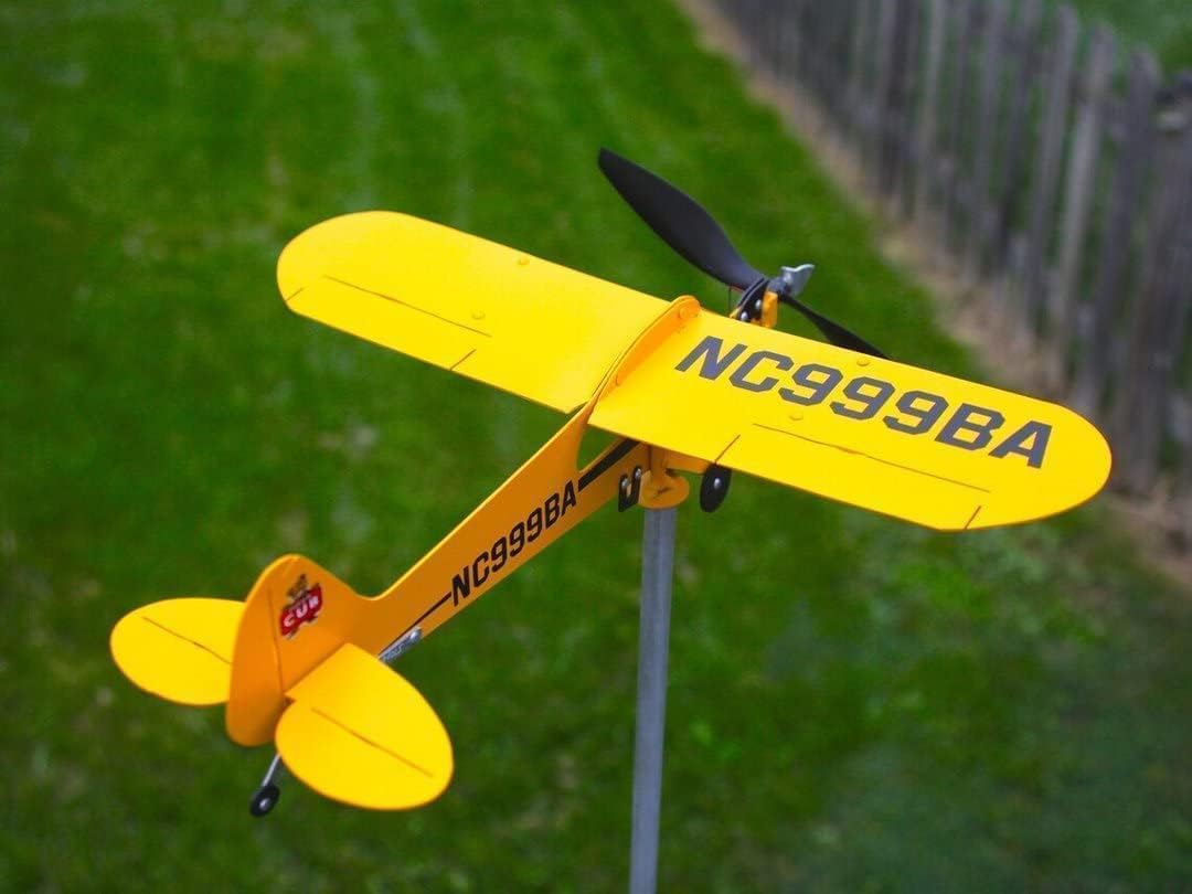 Weathervanes - Generic Handmade Piper J3 Cub Airplane Float Plane Weathervane (1PCS) Plane Weathervane,Cool Garden Decorations to Make Your Garden Full of Mystery,Gifts for Flight Lovers, Yellow