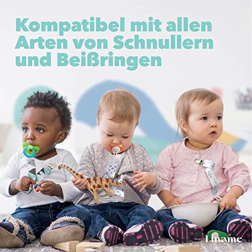 Liname Neutral Pacifier Clip with Teething Toy 4 Pack Pacifier Clips