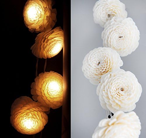 Exotic Elegance Set of 20 Handmade Jasmine Design Sola Wood UL String Lights for Home Decor/ Night Light Party.