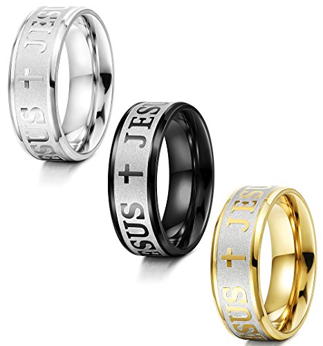 Jstyle 3pcs stainless steel mens womens ring christian cross ring…