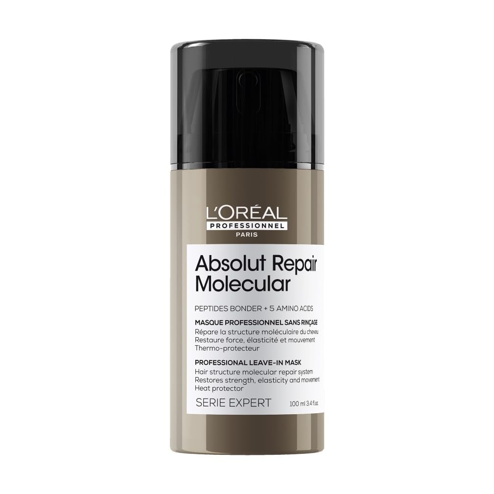 L’Oréal Professionnel Absolut Repair Molecular Leave-In Hair Mask 100ml, For Extremely Damaged Hair, Molecular Peptides Bond Repair, Restore Strength & Elasticity, Hair Treatment