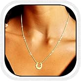 Sakytal Horseshoe Pendant Dainty Necklace Gold for Women
