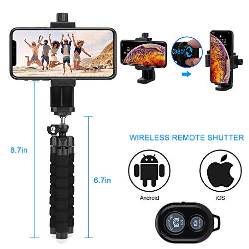 YOTOCversion Cell Phone Tripod, Premium Phone Tripod, Flexible Tripod with Wireless Remote Shutter, Compatible with iPhone/Android Samsung, Mini Tripod Stand Holder for Camera GoPro/Mobile Cell Phone