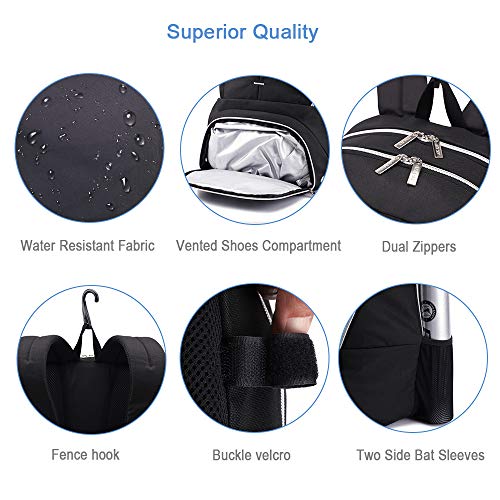 image for Lekesky Baseball Equipment Bags for Youth and Adults with Vented Shoe 