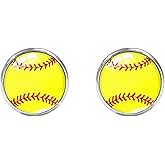 Rnivida Stainless Steel Sports Stud Earrings for Women,Softball,Baseball,Volleyball Earring Jewelry Gifts for Mom,Player,Fans