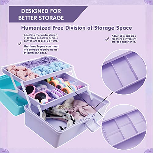 Creahaus 30.5 cm 3 Shelf Multi-Purpose Storage Box, Sorting Box, Organiser Box, Craft Box, Sewing Box, Medicine Case, Toolbox, Fishing Case with 2 Shelves (Blue Purple)