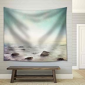 Mist and Fog Rising from a Rocky Ocean Shore - Fabric Wall Tapestry Home Decor - 51x60 inches