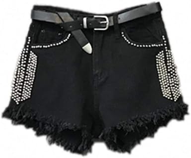 ladies black high waisted shorts