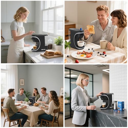 3 in 1 Capsule Coffee Maker for Nespresso Original/for Dolce Gusto/Powder | Automatic Shut-Off, Black, 19bar, 0.6L, Automatic and Compact Multi-Capsule Machine, Multi-Drink for Home and Office
