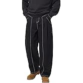 WZIKAI Men's Baggy Casual Pants Elastic Waist Parachute Pants Wide Leg Streetwear Trousers with Pockets