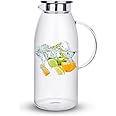 Purefold 100 Ounces Large Glass Pitcher with Lid, Hot/Cold Water Pitcher with Handle, Juice and Iced Tea Beverage Carafe