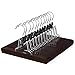 SONGMICS Pants Hangers, 12 Pack Solid Wood Anti-Slip Felt 360° Rotatable Hook Trouser Clamp Hanger, Brown UCRW07K-12