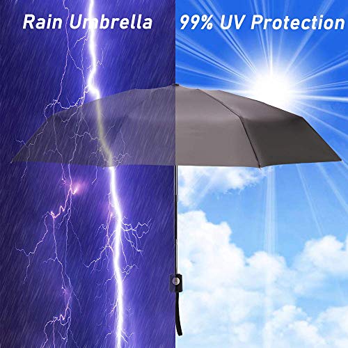 Goothdurs Travel Compact Automatic Windproof Umbrella - Small Mini Folding Sun & Rain Umbrellas with 99% UV Protection for Women Men