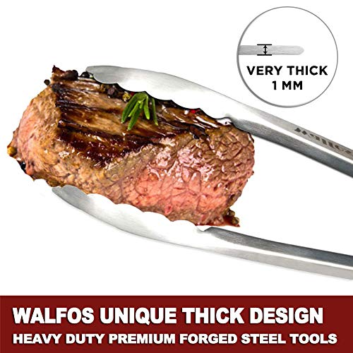 Walfos Premium Sturdy Tongs for BBQ and Grill - 16 & 12 Inch Food Grade Stainless Steel Locking Tongs for Cooking, Kitchen & Barbecue- Set of 2 - Thumbnail 4